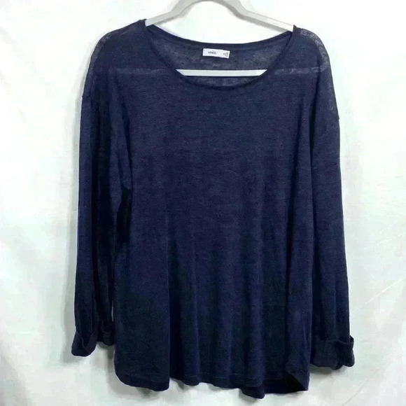 Vince 100% Linen Long Sleeve Tunic Top in Size Medium. Dark Gray or Black. - Picture 1 of 14